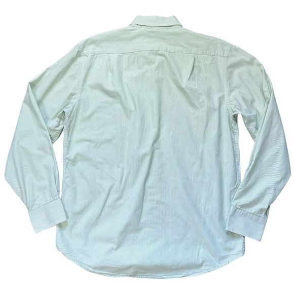 Izod White and Pale Green Pinstripe Button Down Shirt Sz M - Picture 2 of 12